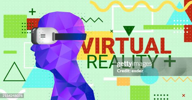 ilustraciones, imágenes clip art, dibujos animados e iconos de stock de texto de realidad virtual con dispositivo vr que usa hombre - punto de vista de cámara corporal