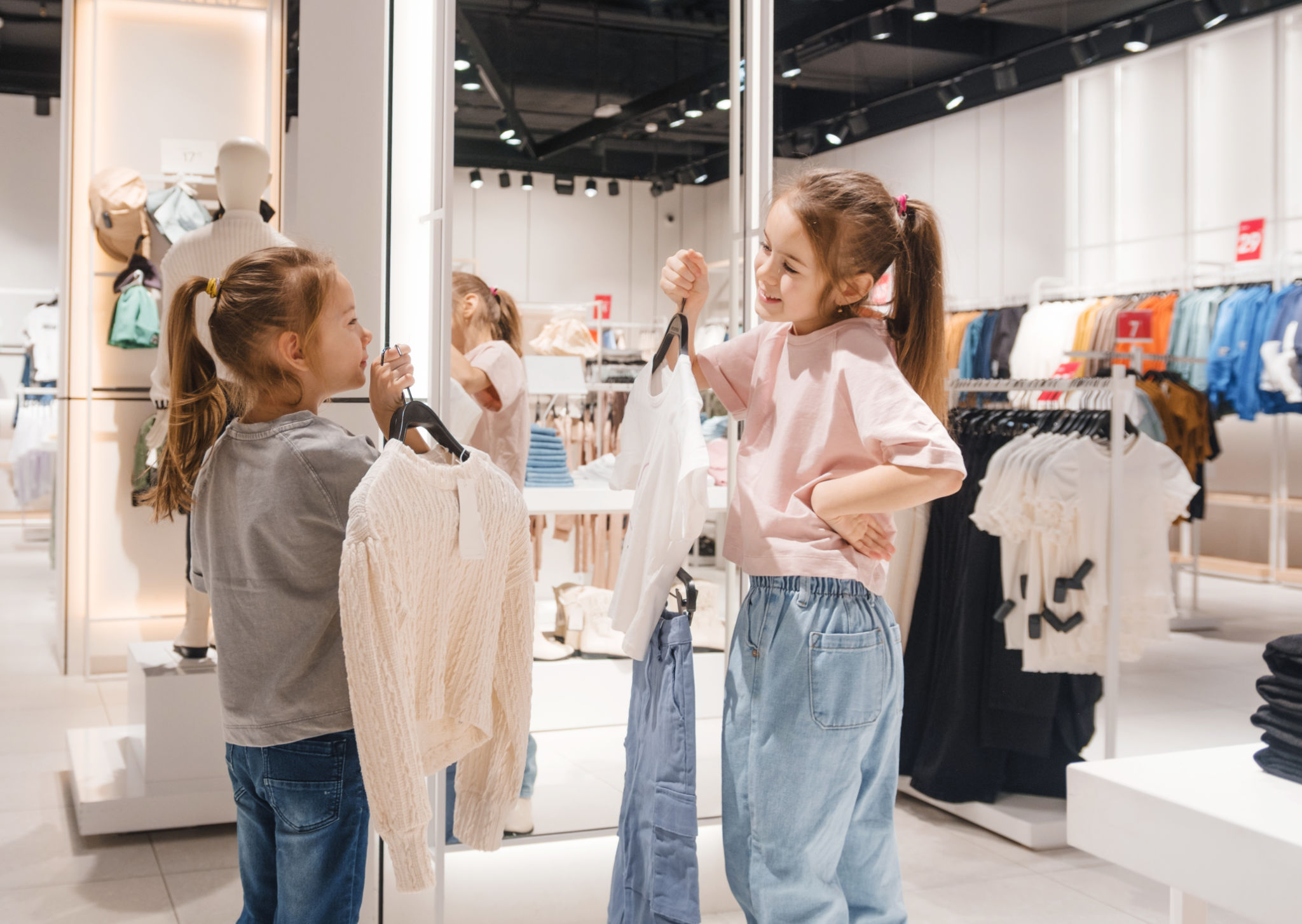 child fitting clothes