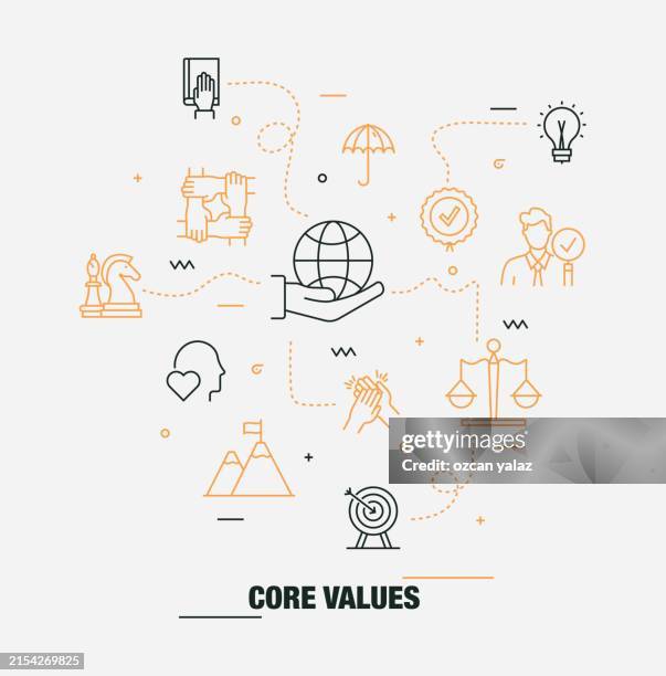 core values related vector design concept. global multi-sphere ready-to-use template. web banner, website header, magazine, mobile application etc. modern design. - dedicated internet access stock illustrations