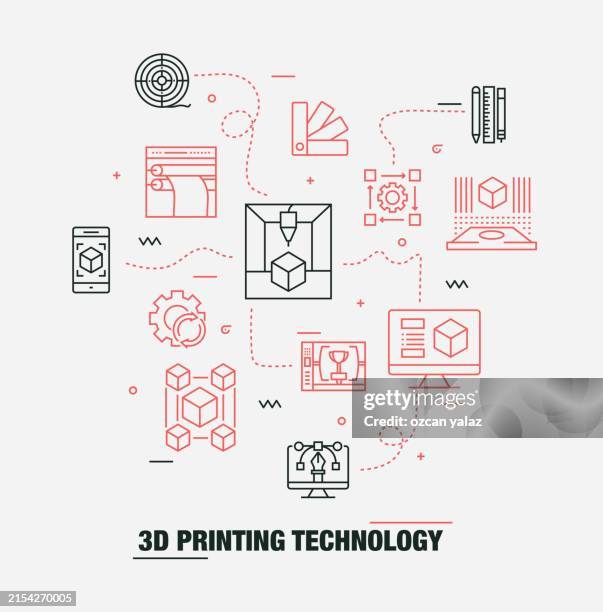 3d printing technology related vector design concept. - plastic under microscope stock illustrations
