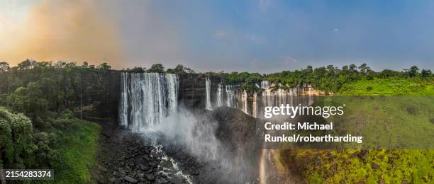 aerial of the third highest waterfall in africa, calandula falls, malanje, angola, africa - malanje photos et images de collection