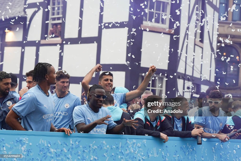 Manchester City parade with the Premier League trophy