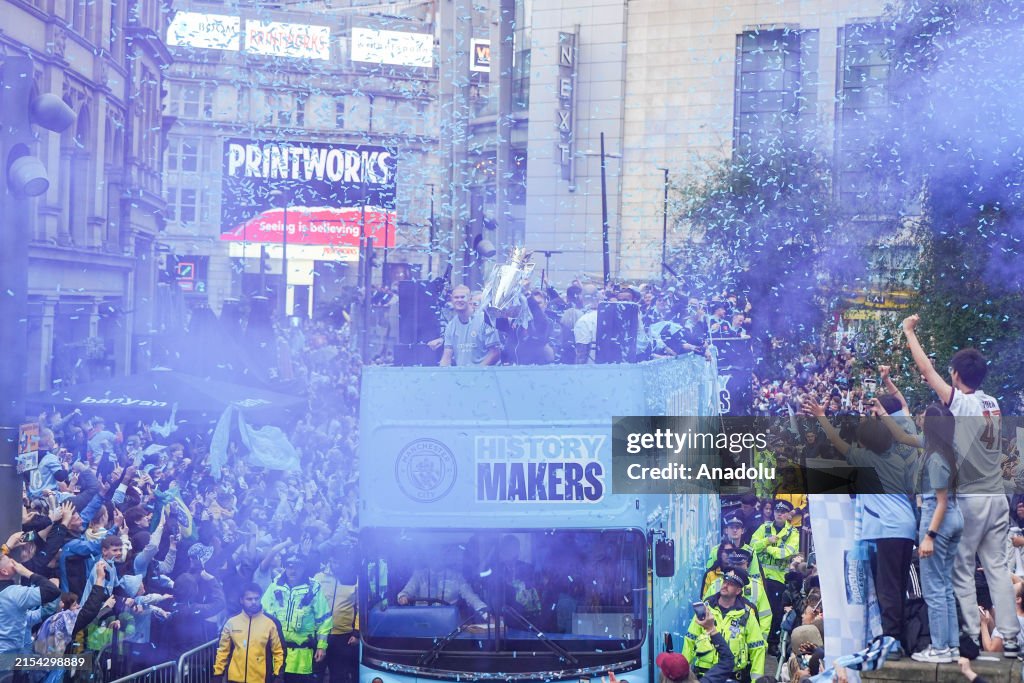 Manchester City parade with the Premier League trophy