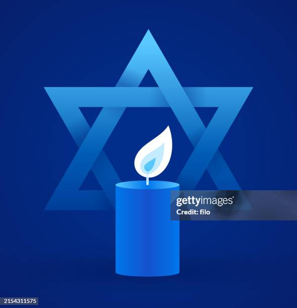 davidstern jüdische kerze erinnerung urlaub design element symbol - rosch haschana stock-grafiken, -clipart, -cartoons und -symbole