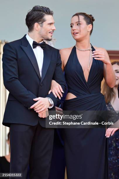 Francois Civil and Adèle Exarchopoulos attend the "L'Amour Ouf" Red Carpet at the 77th annual Cannes Film Festival at Palais des Festivals on May 23,...