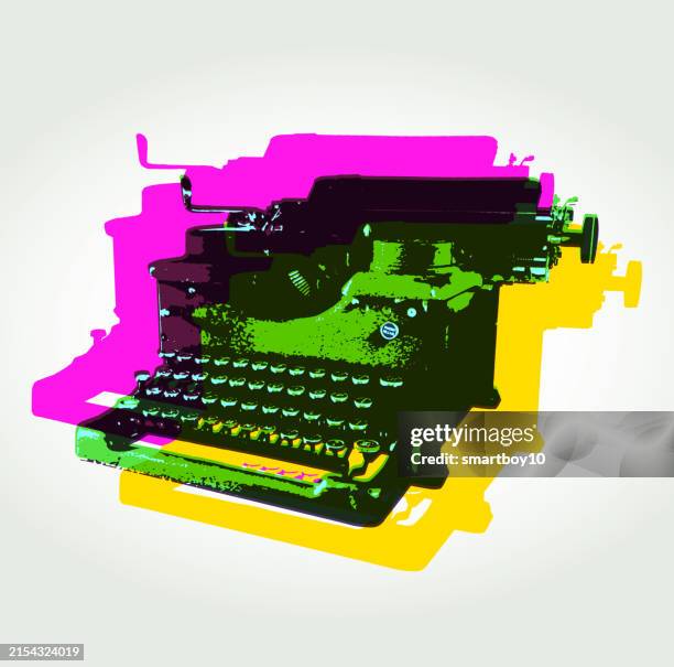 retro vintage typewriters - old paperback stock illustrations