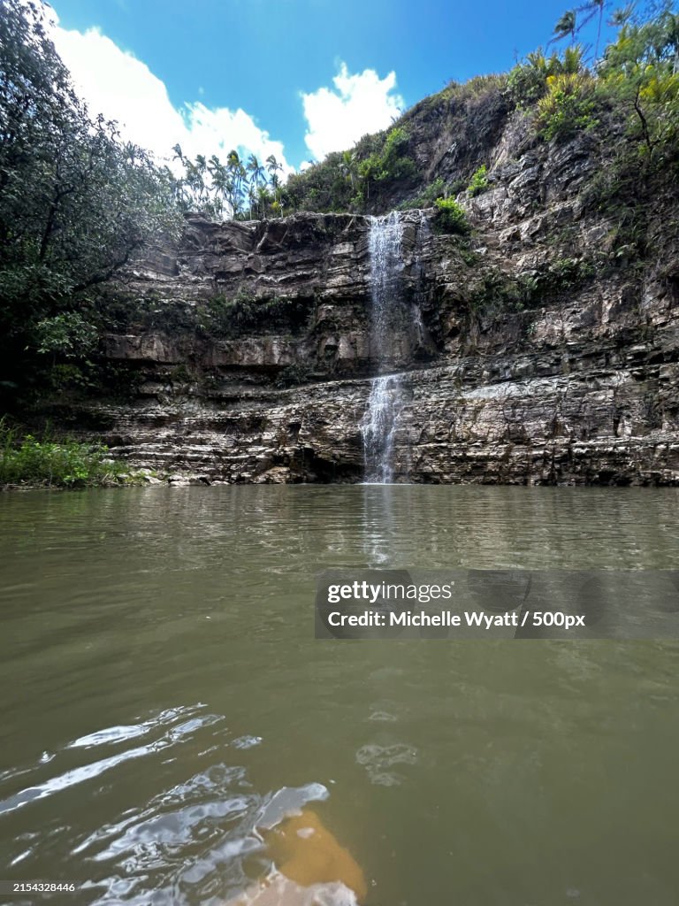 Scenic view of waterfall,Guam
