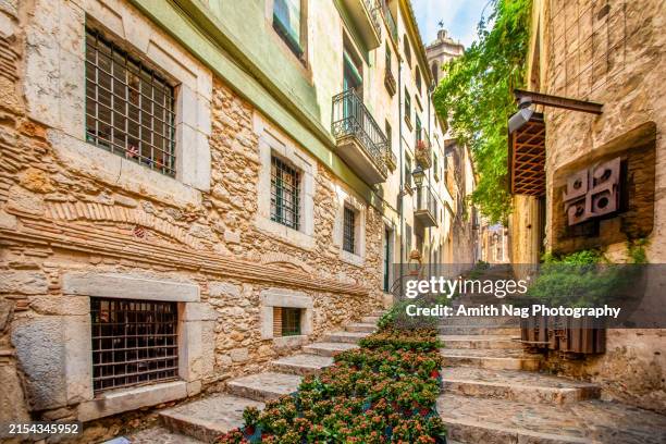 the medieval city of girona, spain - girona stock-fotos und bilder