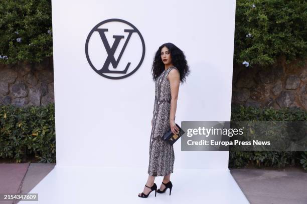 Actress Mina El Hammani poses at the photocall of the Louis Vuitton fashion show at Park Guell on May 23 in Barcelona, Catalonia, Spain. Barcelona's...