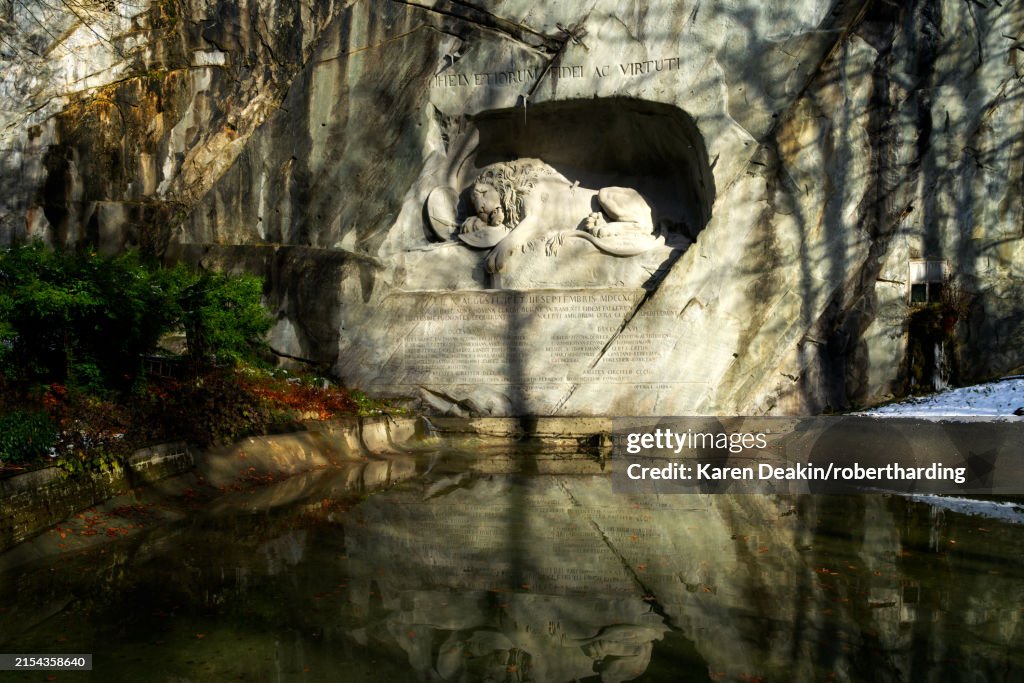 Lion Monument by Lucas Ahorn for Swiss soldiers who died in the French Revolution, Lucerne, Switzerland, Europe