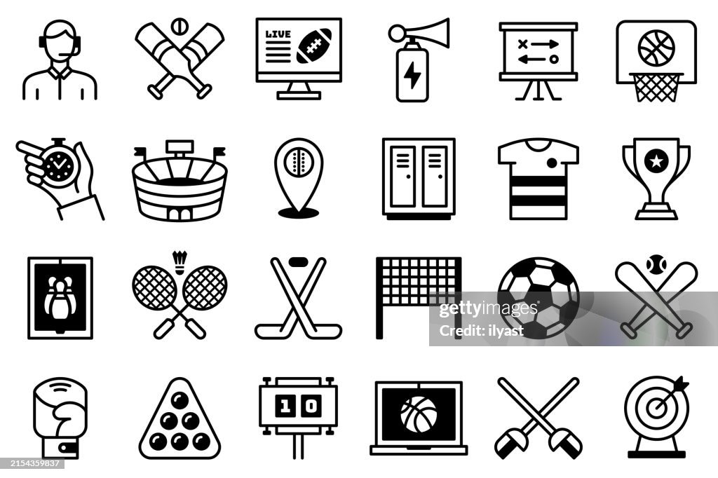 Line Icons with Editable Stroke for Sports