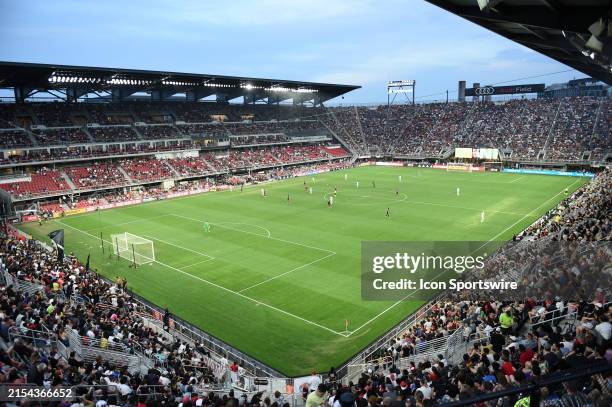 View from the northwest corner during MLS soccer match between the Chicago Fire FC and DC United on May 25 at Audi Field in Washington, DC.