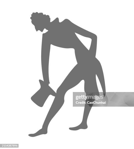 gentleman in a bowing posture - man bowing silhouette stock illustrations