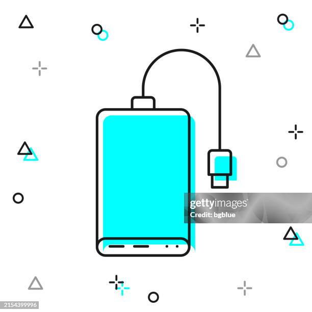 external hard drive. line icon on white background - external hard disk drive stock illustrations