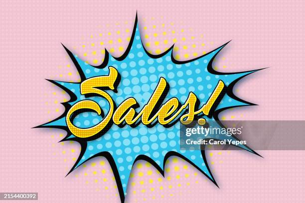 sale text in retro comic style - marketing cartoon stock pictures, royalty-free photos & images