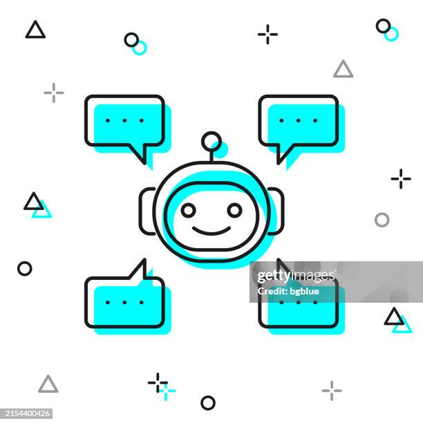 chatbot with speech bubbles. line icon on white background - chatbot face stock illustrations