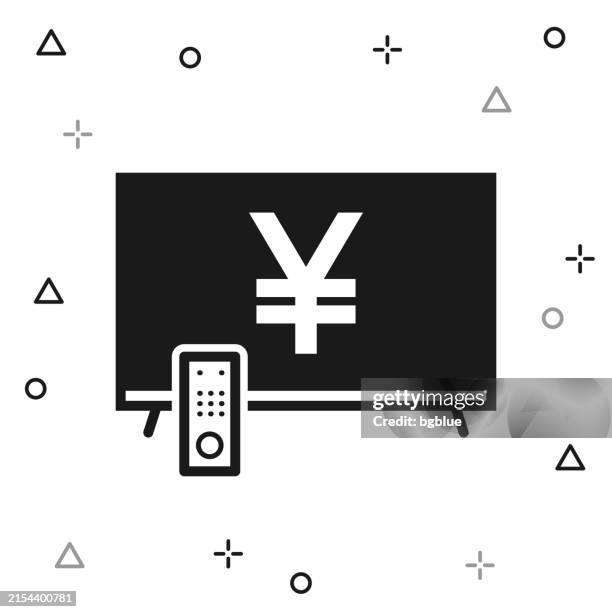 tv with yen sign. icon on white background - remote control white background stock illustrations