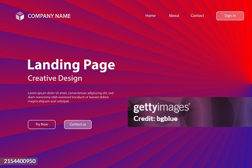 Landing page Template - Abstract design with Light rays - Trendy Red gradient Landing page Template - Abstract design with Light rays - Trendy Red gradient