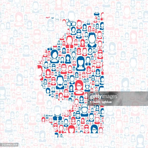 emmet county, michigan. map with blue and red people - petoskey michigan stock illustrations