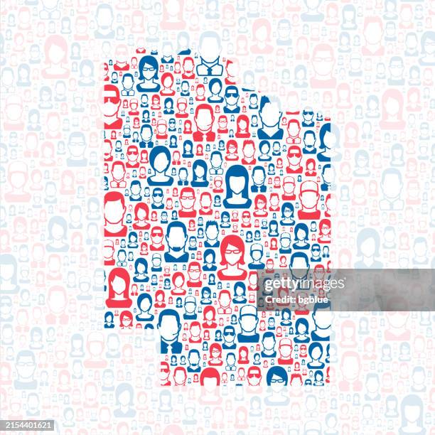cedar county, nebraska. map with blue and red people - cedar tree stock illustrations