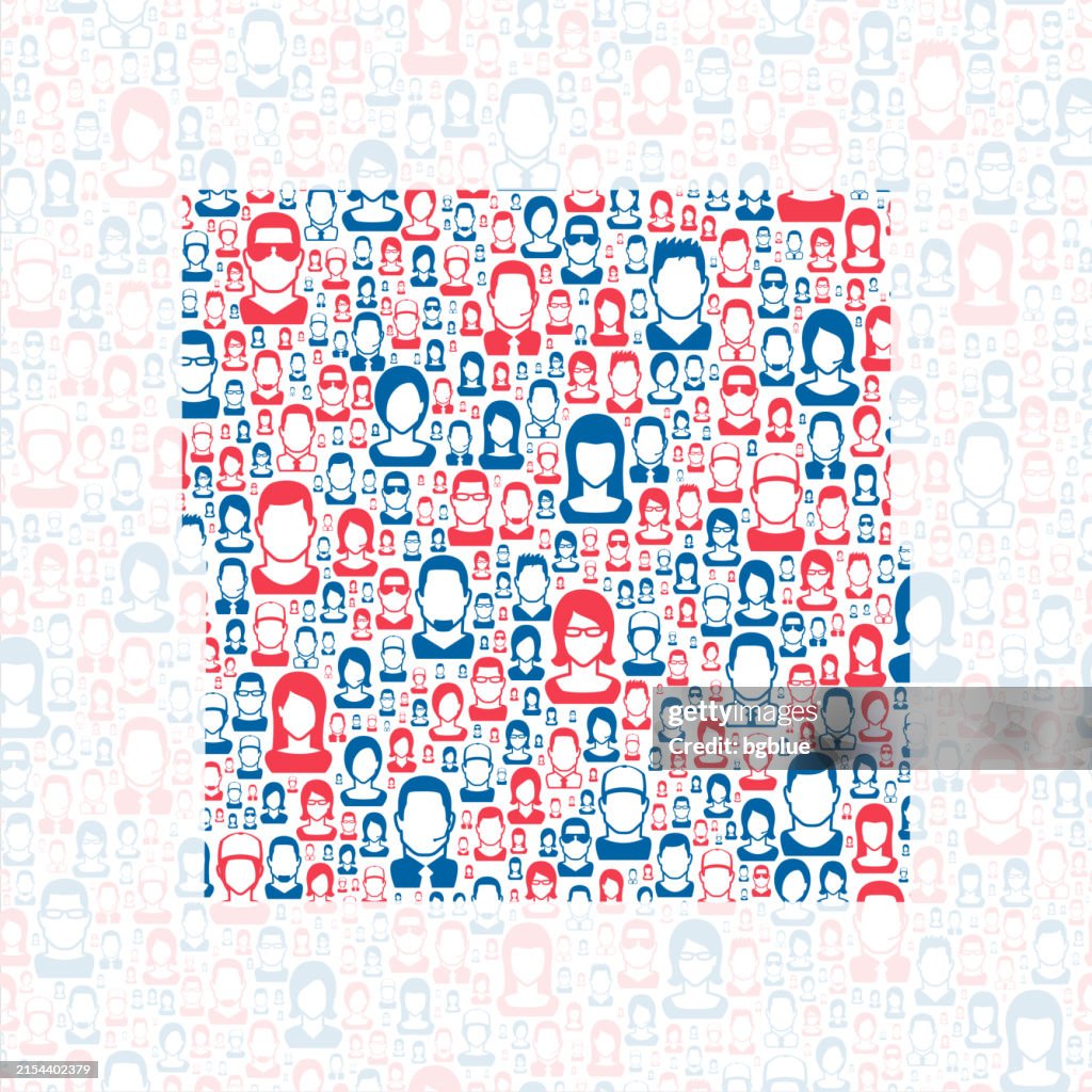 Stutsman County, North Dakota. Map with blue and red People