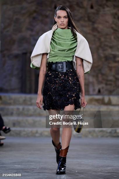 Model walks the runway during Louis Vuitton : Womenswear Cruise 2025 at Park Güell on May 23, 2024 in Barcelona, Spain.