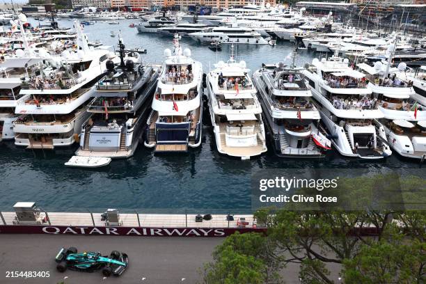 Fernando Alonso of Spain driving the Aston Martin AMR24 Mercedes on track during practice ahead of the F1 Grand Prix of Monaco at Circuit de Monaco...