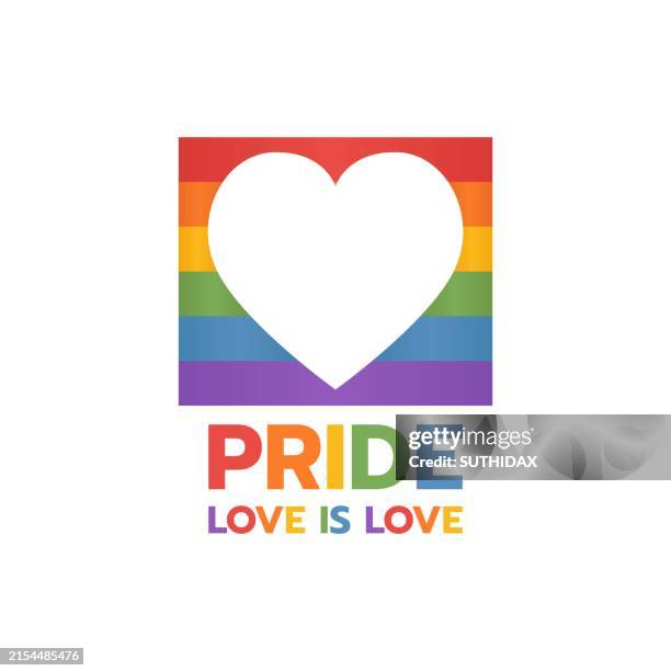 ilustraciones, imágenes clip art, dibujos animados e iconos de stock de ilustración de un corazón en el centro de una bandera de color degradado del mes del orgullo 2024 - mes del orgullo lgbt