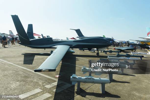 Unmanned reconnaissance aircraft is being displayed at the 2022 Zhuhai Air Show in Zhuhai, Guangdong province, China, on November 9, 2022.