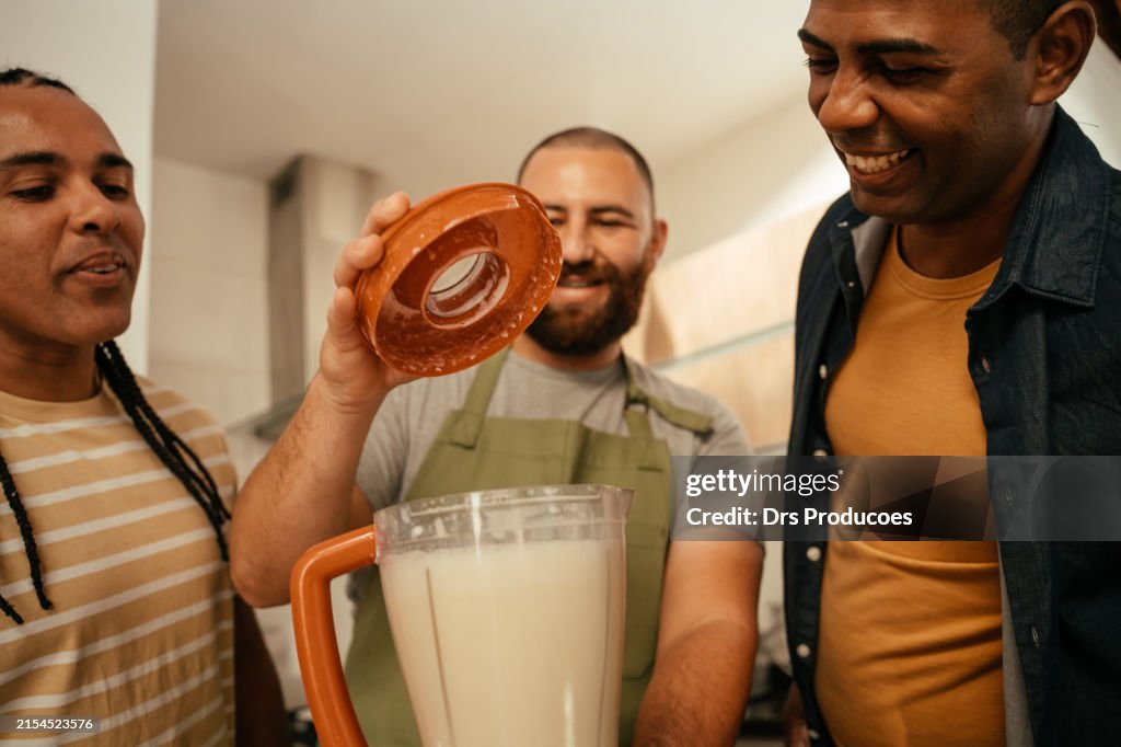 Man cooking with friends