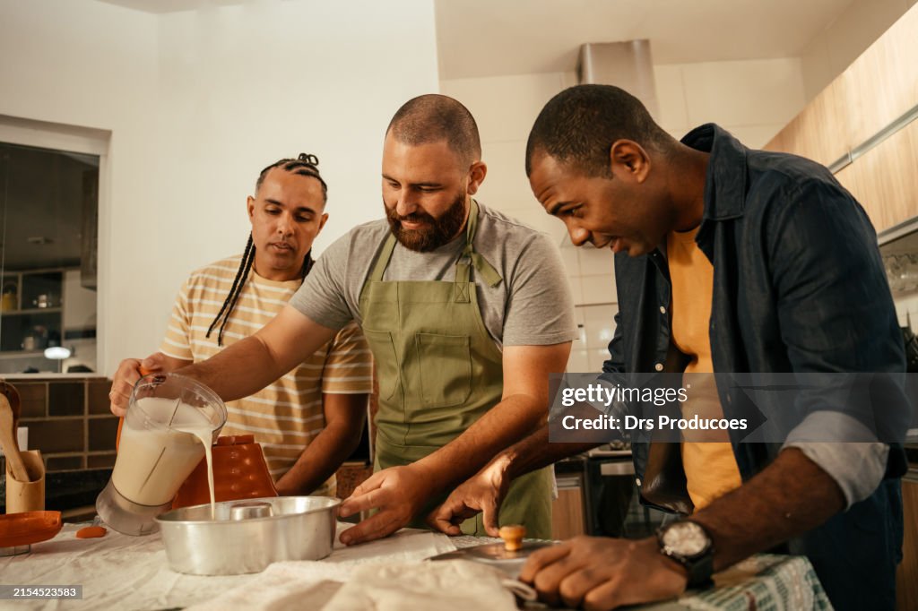 Man cooking with friends