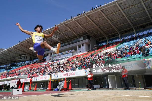 Alex Steven Chala of Ecuador competes in the Men's Long Jump T20 final during day nine of the World Para Athletics Championships Kobe at Kobe...