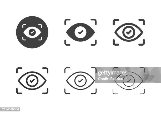 eye scanner icons - multi series - looking at view stock illustrations