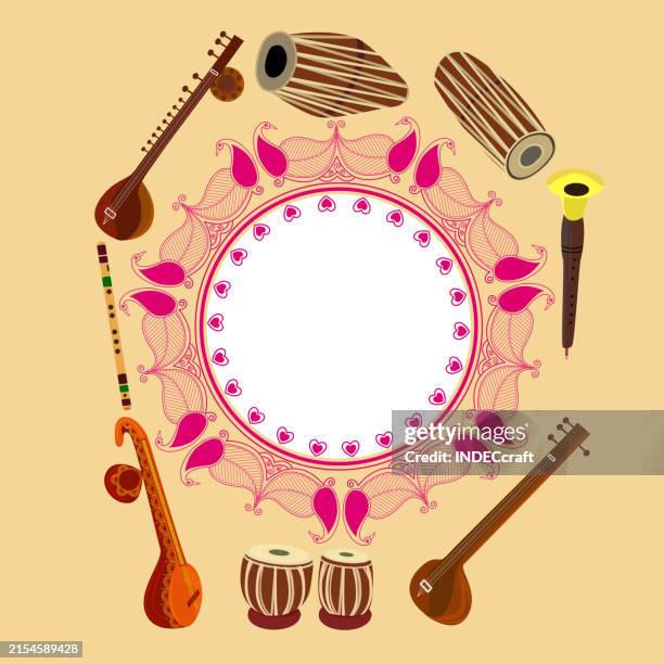 music instruments with frame - string finger stock illustrations