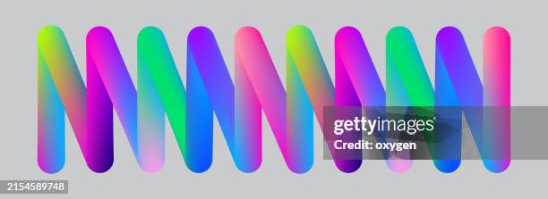 vibrant gradient zigzag design on gray background. colorful gradient zigzag pattern with vibrant hues of green, blue, pink, and purple on a light gray background - blender isolated stock pictures, royalty-free photos & images