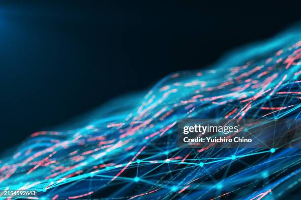 flowing data wave and network connection - artificiell generell intelligens bildbanksfoton och bilder