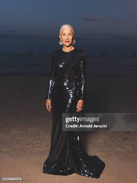 Helen Mirren attends Lights On Women's Worth at Plage Des Palmes on May 24, 2024 in Cannes, France.
