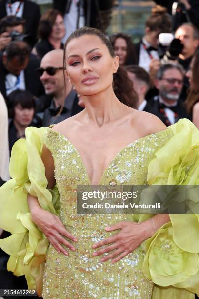 Victoria Bonya attends the Red Carpet of the closing ceremony at the 77th annual Cannes Film Festival at Palais des Festivals on May 25, 2024 in...