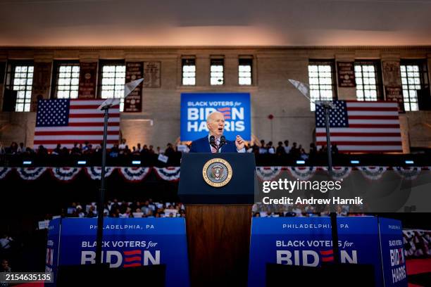 President Joe Biden speaks during a campaign rally at Girard College on May 29, 2024 in Philadelphia, Pennsylvania. Biden and U.S. Vice President...