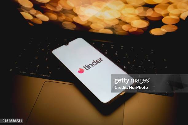 The Tinder logo is being displayed on a smartphone screen in Athens, Greece, on May 30, 2024.