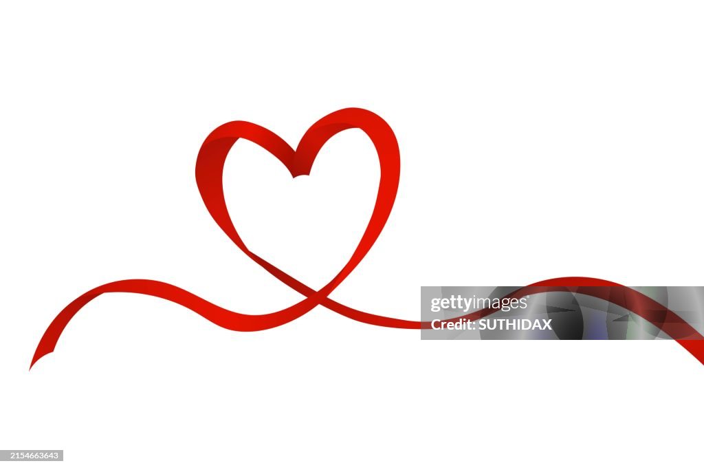 Entangled Ribbon Illustration Of A Red Ribbon Tangled In A Heart Shape High-Res Vector ...