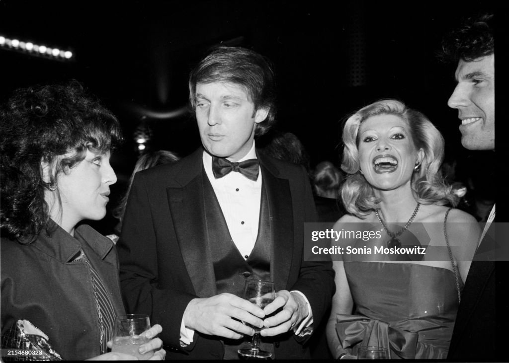 Claudia Cohen, Donald Trump And Ivana Trump Attend Roy Cohn's Birthday Party