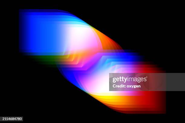 vibrant abstract light trails on black background - prisma fotografías e imágenes de stock