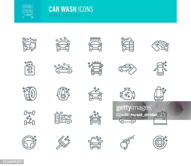 ilustrações, clipart, desenhos animados e ícones de ícones da lava jato curso editável - volante-parte-de-veículo