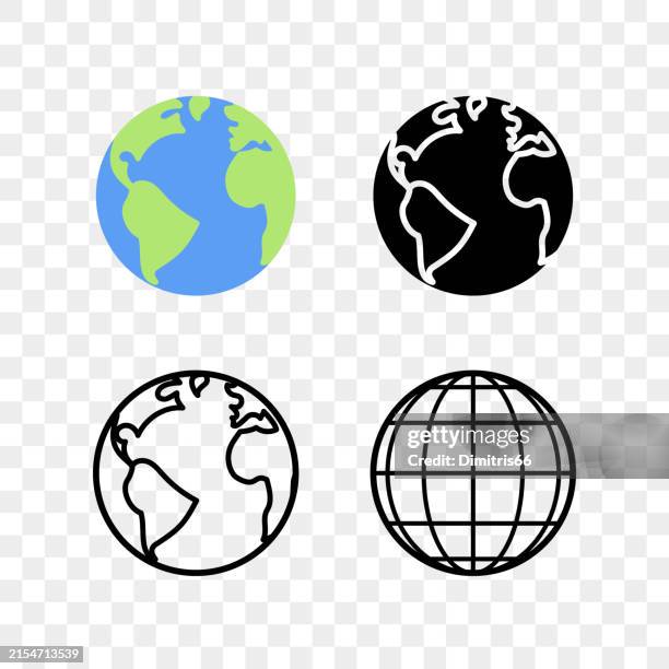 globe icon set - solid colour stock illustrations