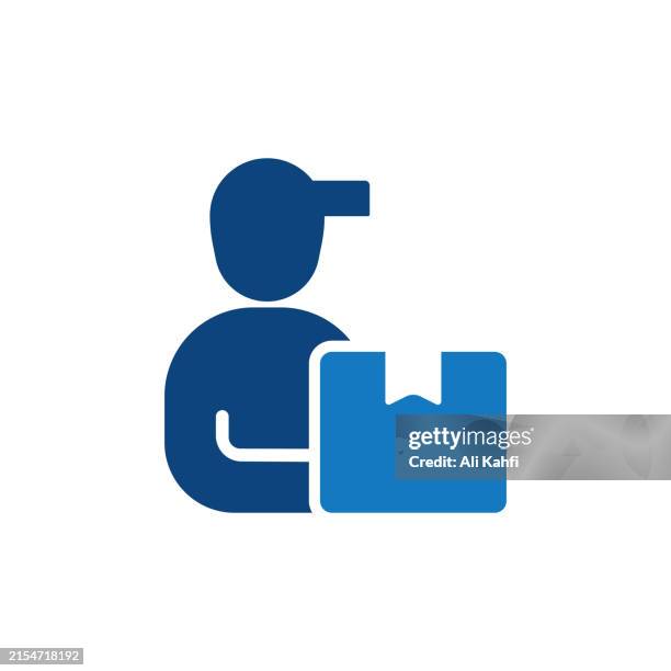 courier icon. solid icon that can be applied anywhere, simple, pixel perfect and modern style - loading dock workers stock illustrations