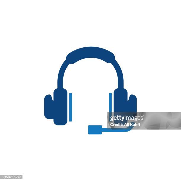 headset / headphone icon. solid icon that can be applied anywhere, simple, pixel perfect and modern style - stereo stock illustrations