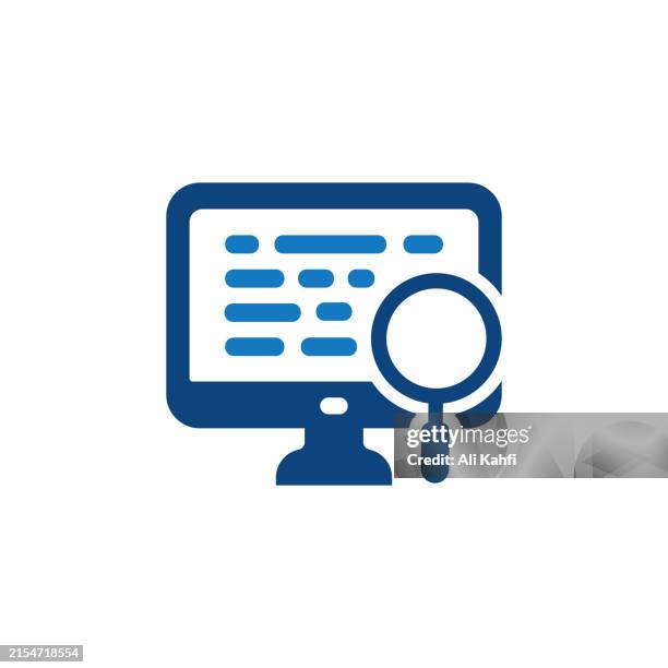 stockillustraties, clipart, cartoons en iconen met data analyzing icon. solid icon that can be applied anywhere, simple, pixel perfect and modern style - spionage en toezicht