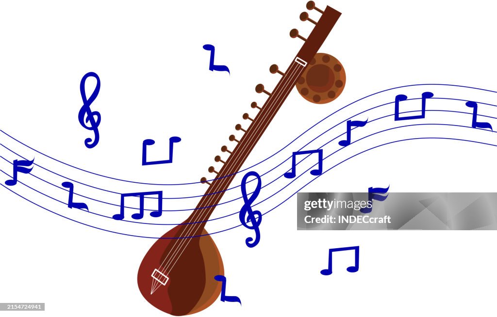 Sithara Instrument Sitara Instrument With Notes High-Res Vector Graphic - Getty Images