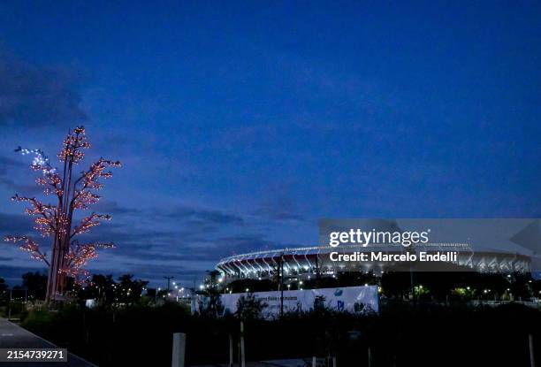 Outside view of Estadio Mas Monumental Antonio Vespucio Liberti prior to the Copa CONMEBOL Libertadores 2024 Group H match between River Plate and...